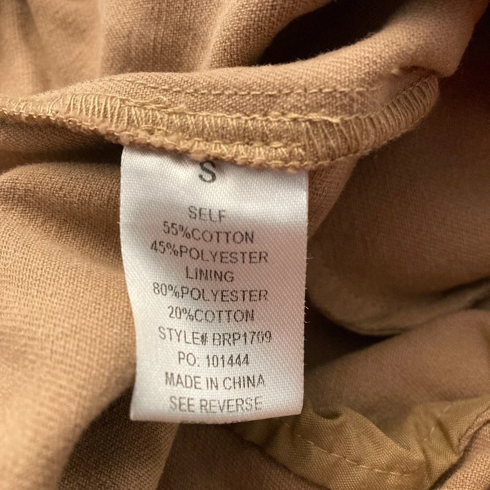Bailey Rose Tan Cargo Pants Womens Small‎ Cotton Poly Pockets Drawstring